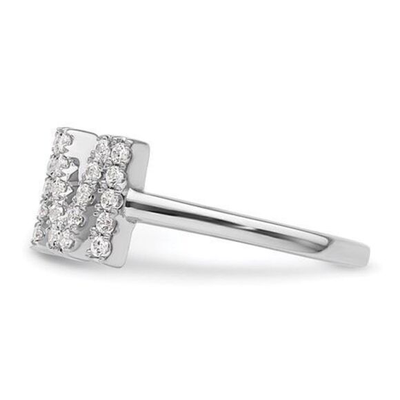 14K White Gold Lab Grown Diamond SI1/SI2, G H I, Initial M Adjustable Ring - Picture 3 of 6